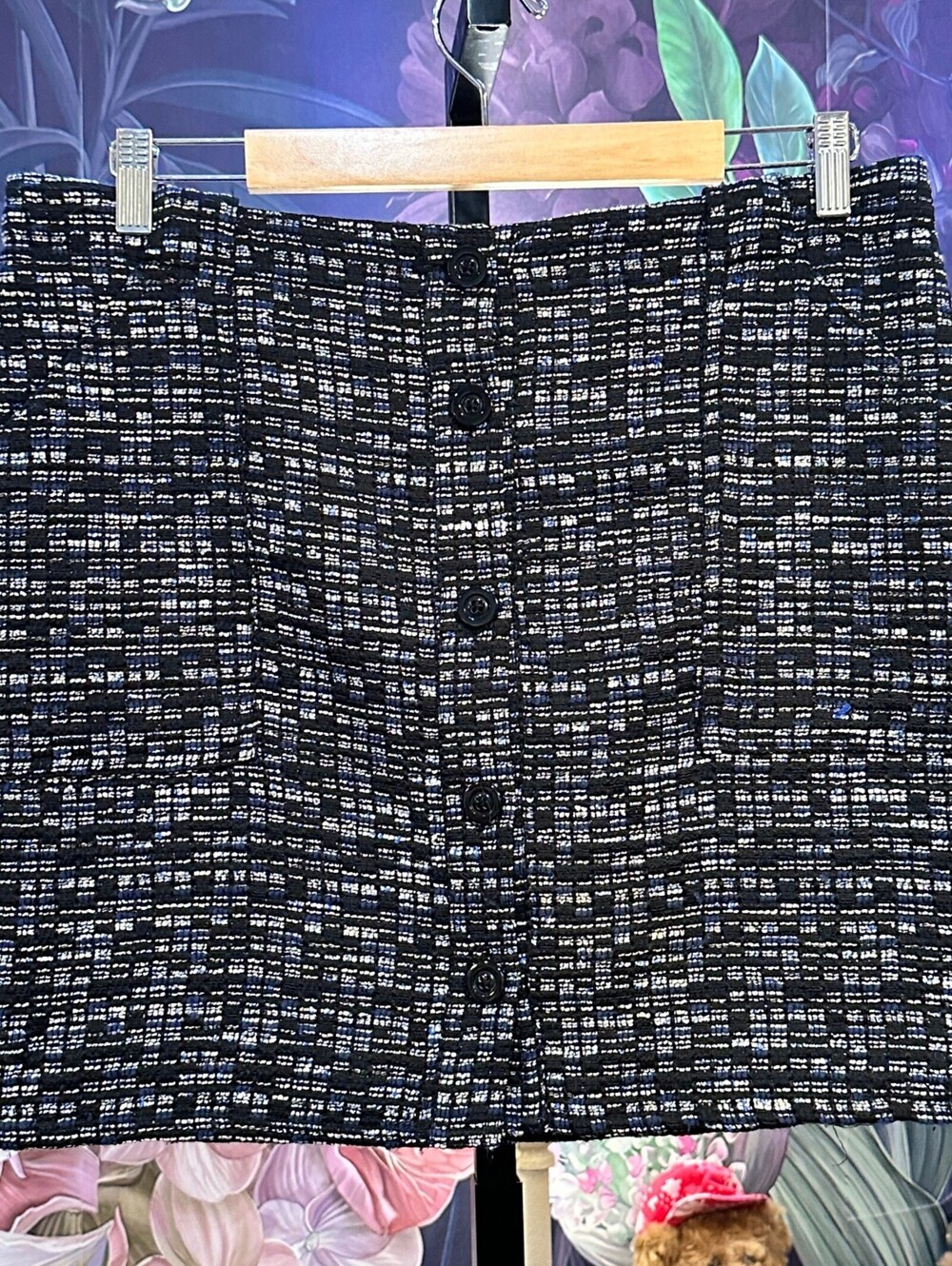Banana Republic 12 Black Bouclé Texture Office Siren Dark Feminine Mini Skirt